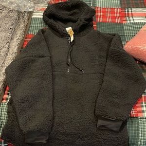 Victoria Secret Black sherpa hoodie sz Sm NWT